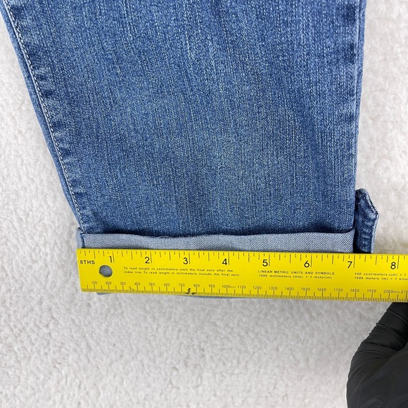NYDJ Petites Jeans Womens Size 10P Blue Denim Straight Crop Roll Cuff Mid-Rise - Picture 11 of 16